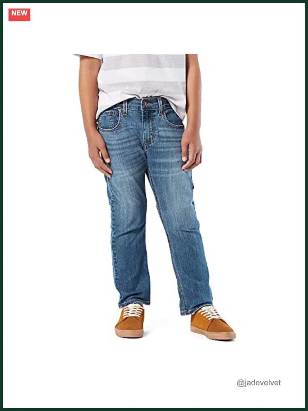 Big Boys' Straight Fit Jeans - Mid Rise - Premium Denim - Adjustable Waist -